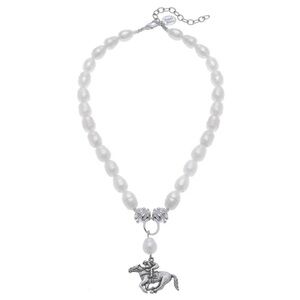 HORSE Equastrain Elegant Silver and White Pearl Necklace